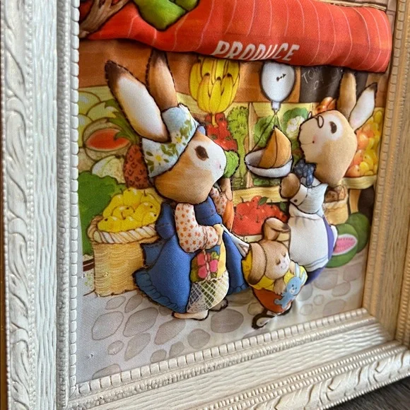 VINTAGE set of 2 Creative Circle Market Time bunny stitch & stuff kit 3D framed - Picture 14 of 17